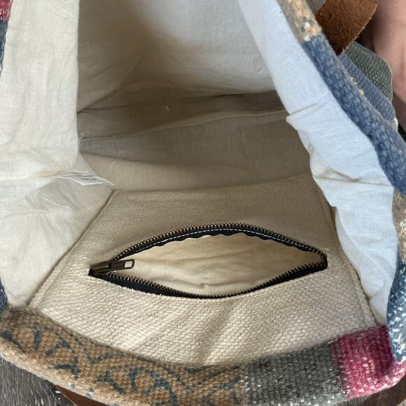 Signals Brand Unique Burlap Stamped Design Tote Bag Leather Handles Art - Picture 11 of 11